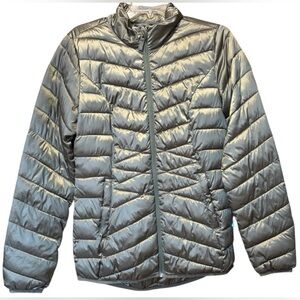 Women’s Magellan Outdoors “Lost Pines” Metallic Green Shiny Packable Puffer
